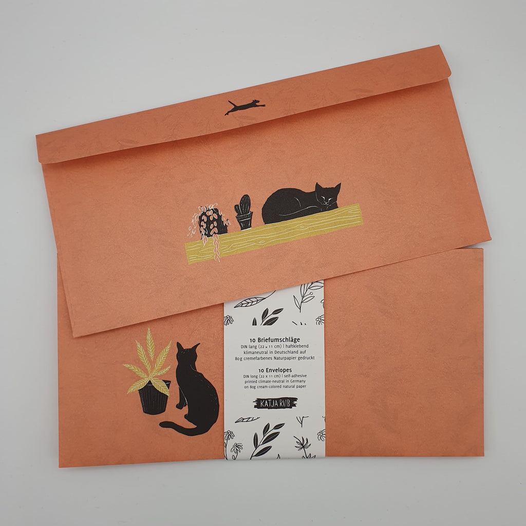 Farbige Briefumschläge mit Katzenillustrationen