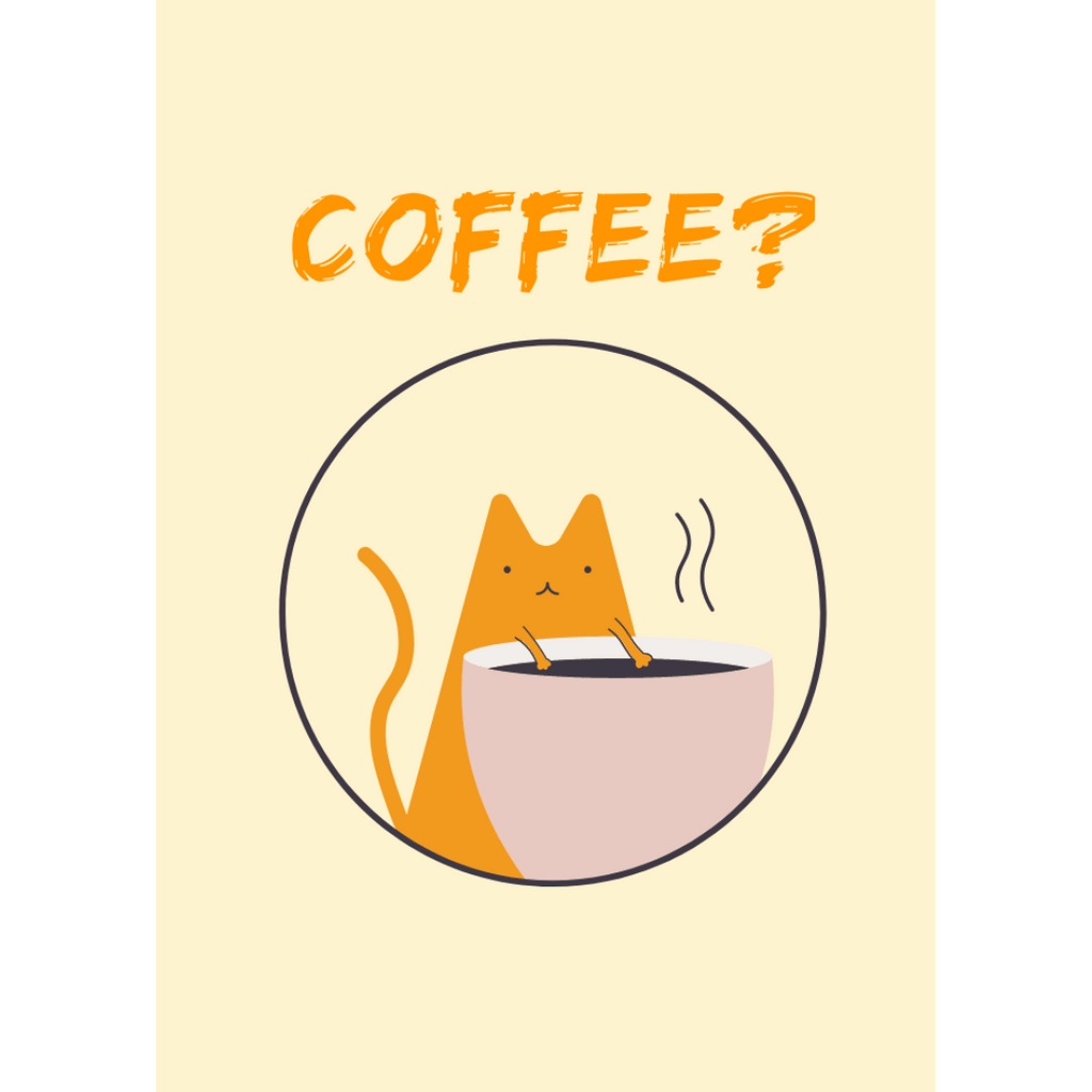 Grußkarte "Coffee?" mit Katze