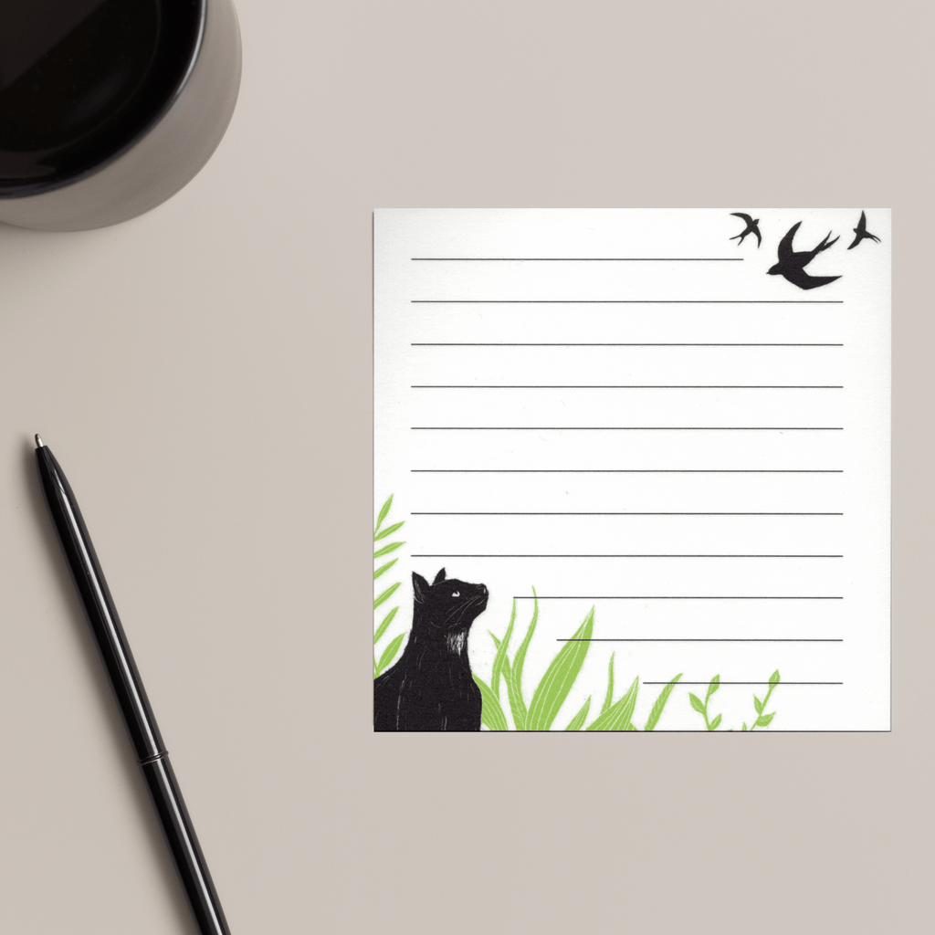 Quadratischer Notizblock mit Katze aus Naturpapier