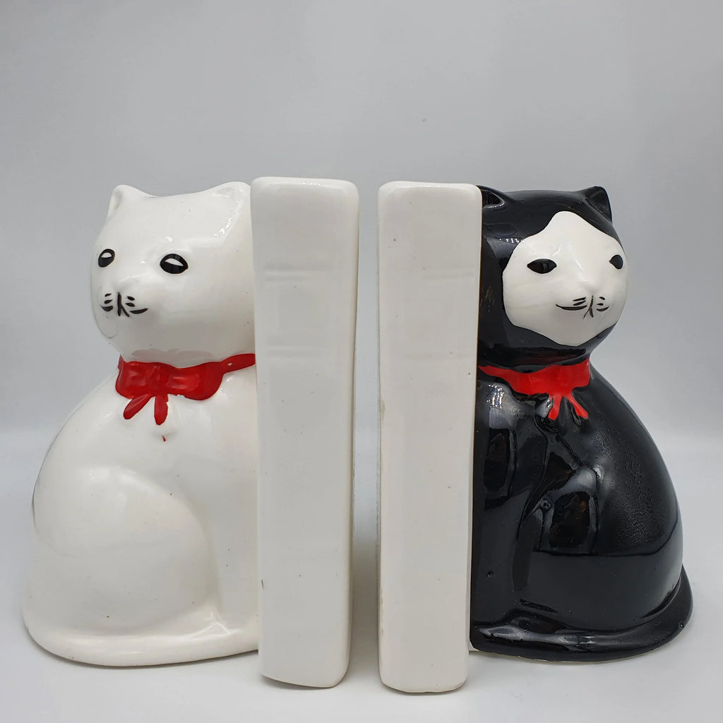 2 Katzen-Buchstützen aus Keramik, Niederlande Sir Mittens
