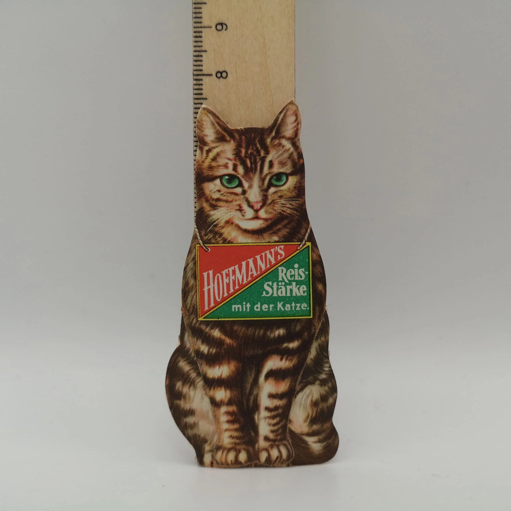 Alte Werbeaufsteller braune Katze von Hoffmann's Stärke, unbenutzt Sir Mittens