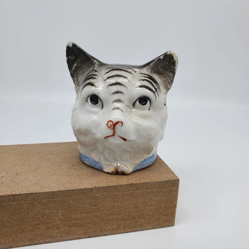 Antike Katzenkopf-Spardose aus Porzellan, 19. Jahrhundert Sir Mittens