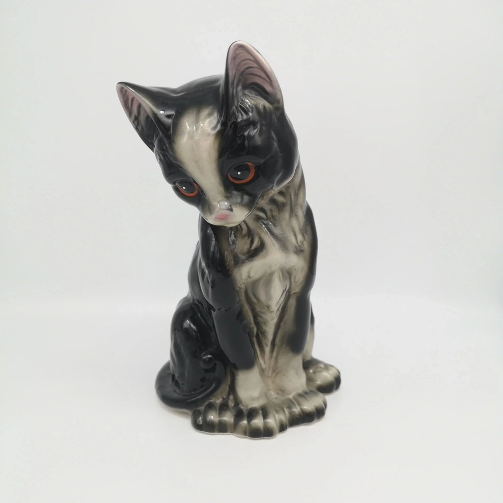 Schwarze Relief-Katzenfigur aus Keramik Sir Mittens