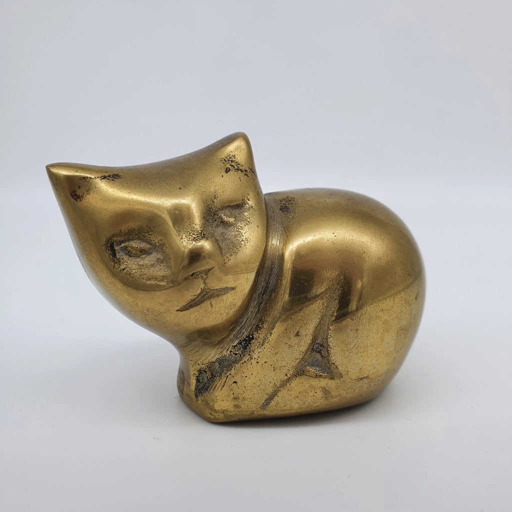 Sitzende Messing-Katze, 6 cm Sir Mittens