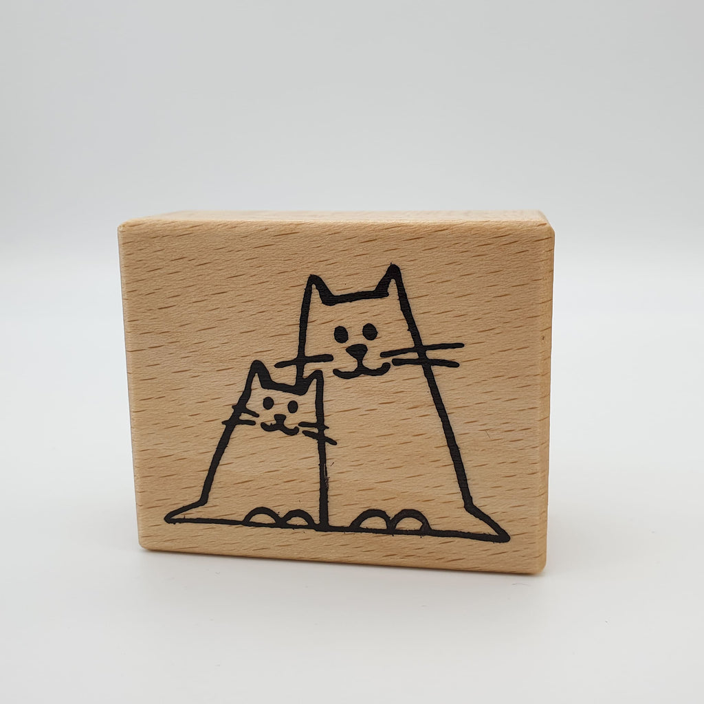 Stempel mit dem Motiv einer kleinen und einen großen Katze