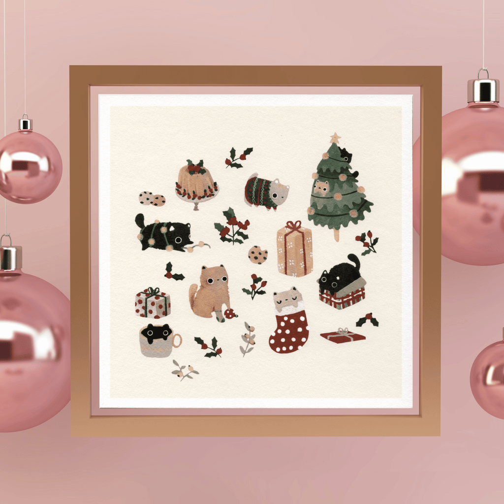 Fine Art Giclée-Kunstdruck "Christmas Cats", signiert