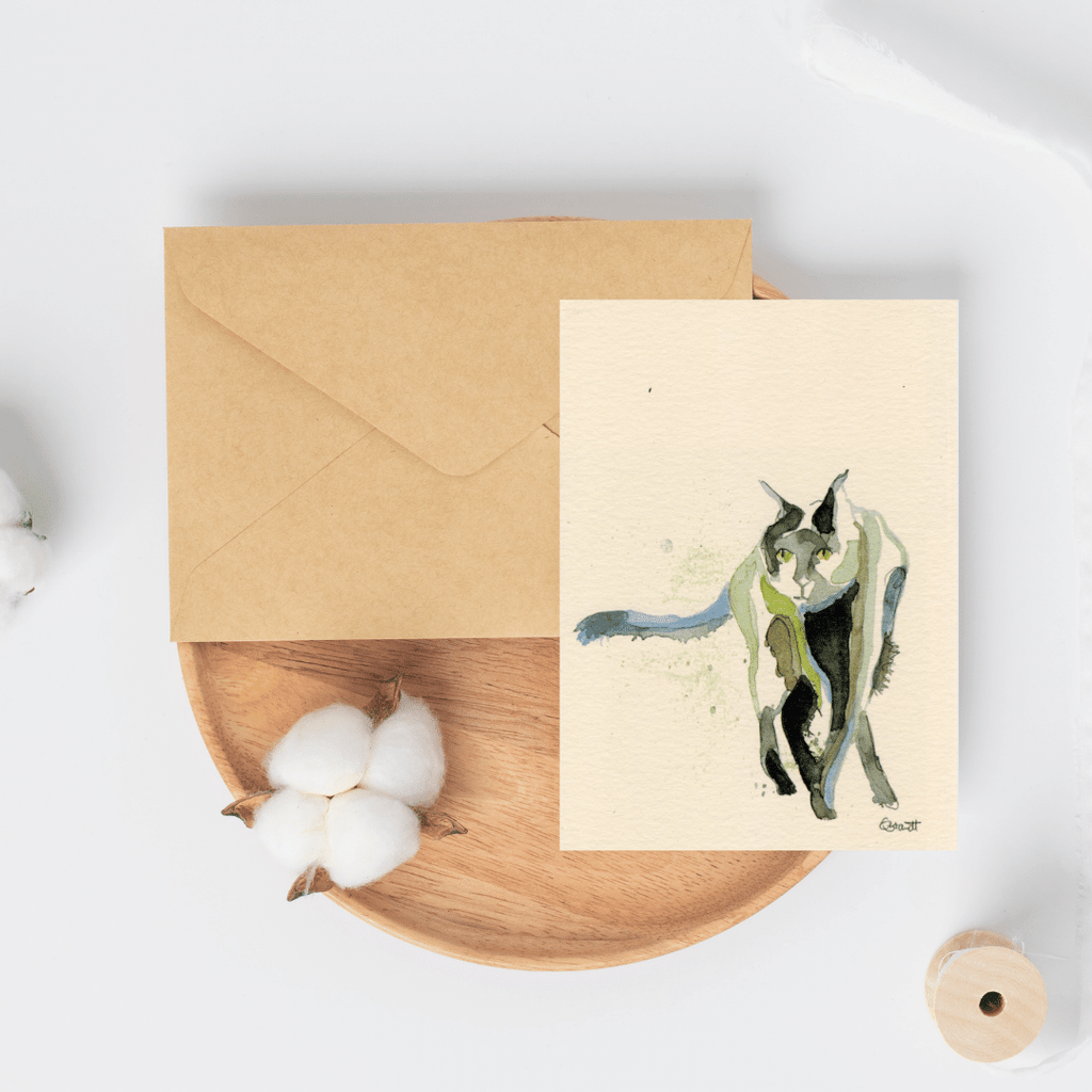 Kunst-Postkarte Katze (Claudia Brandt) mit Umschlag