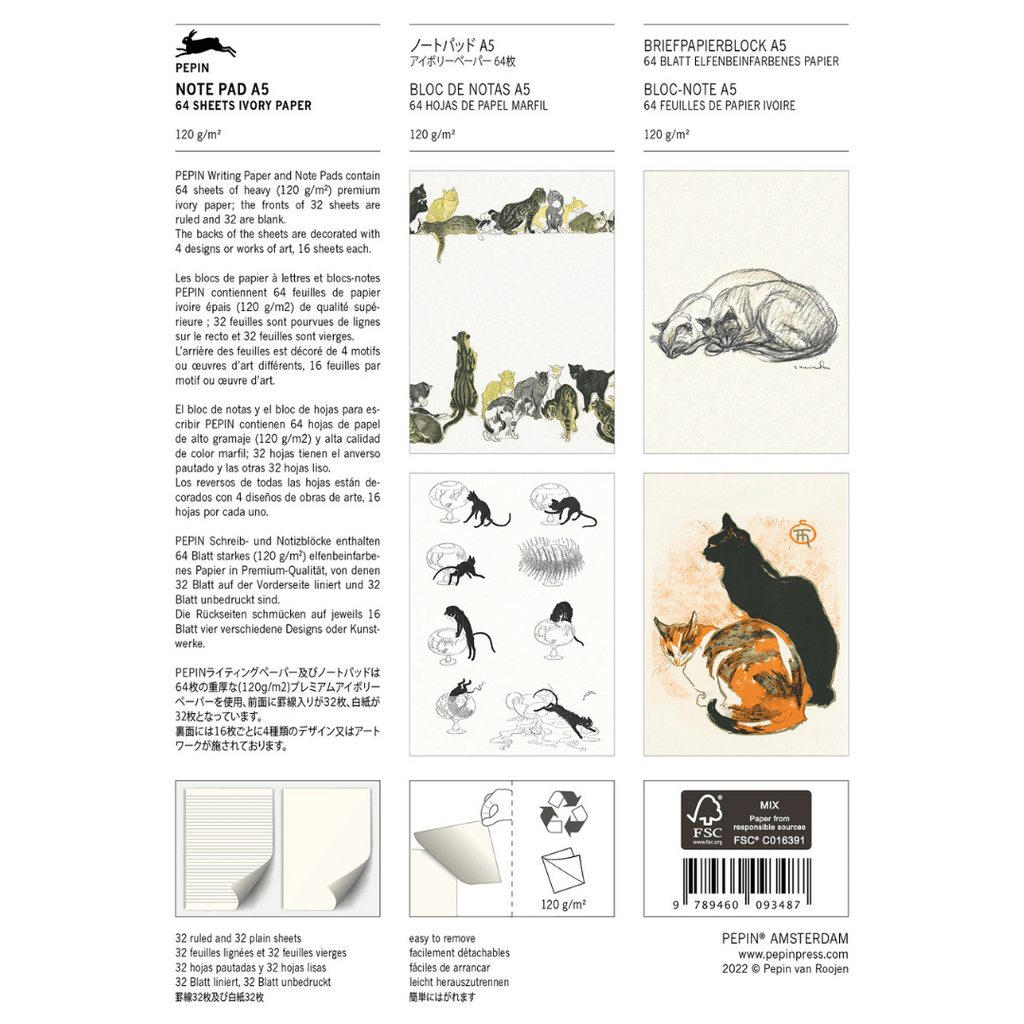 Briefpapierblock (A5) mit Katzenmotiven von Théophile-Alexandre Steinlen