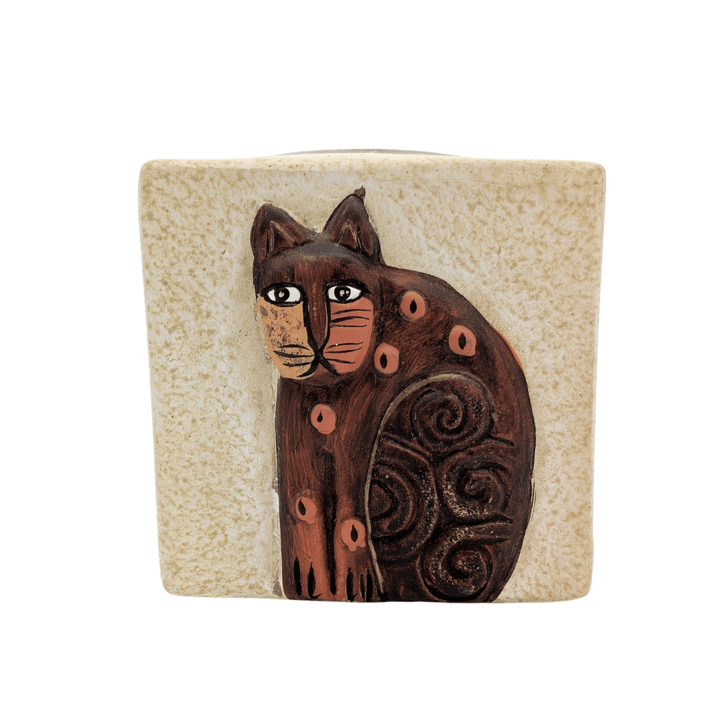 Keramik-Teelichthalter mit Katzenmotiven, 3 Varianten
