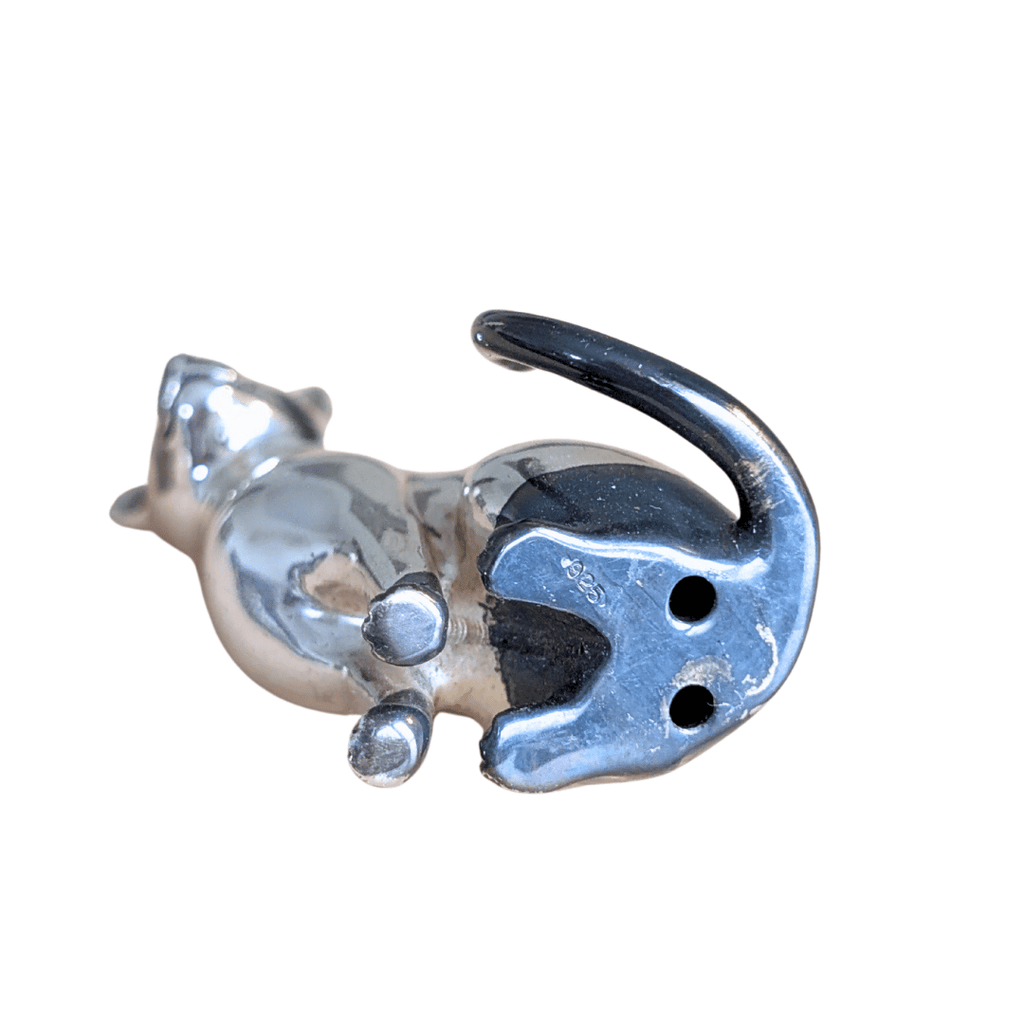 925er Sterling und 800er Silber teiloxidierte Katzenfiguren, 3 Varianten