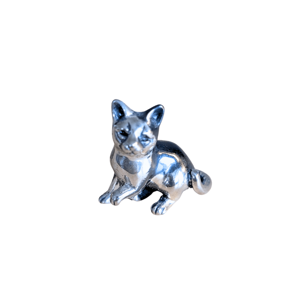 925er Sterling und 800er Silber teiloxidierte Katzenfiguren, 3 Varianten