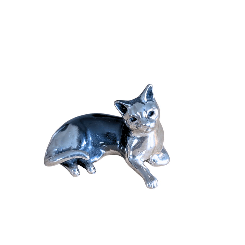 925er Sterling und 800er Silber teiloxidierte Katzenfiguren, 3 Varianten