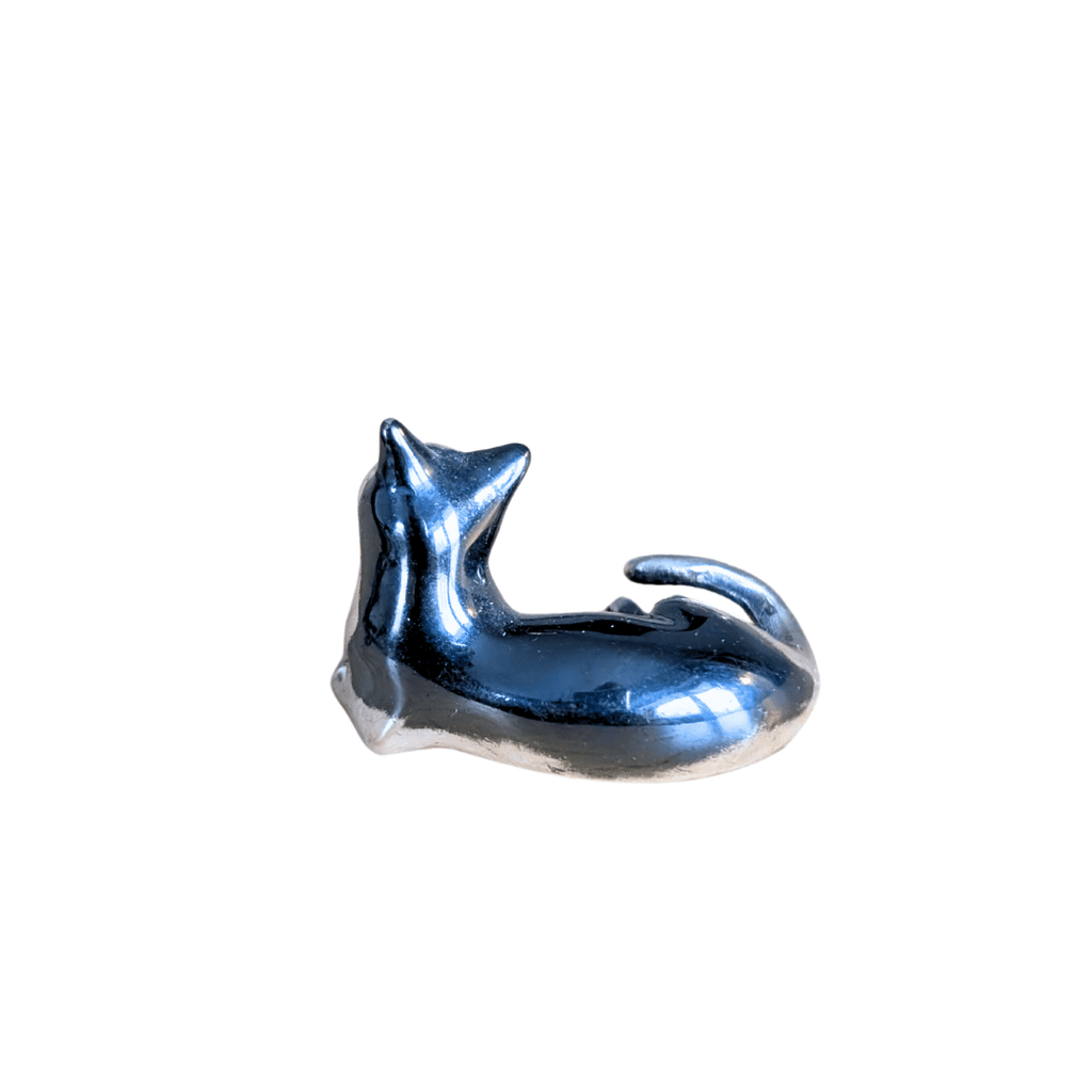 925er Sterling und 800er Silber teiloxidierte Katzenfiguren, 3 Varianten