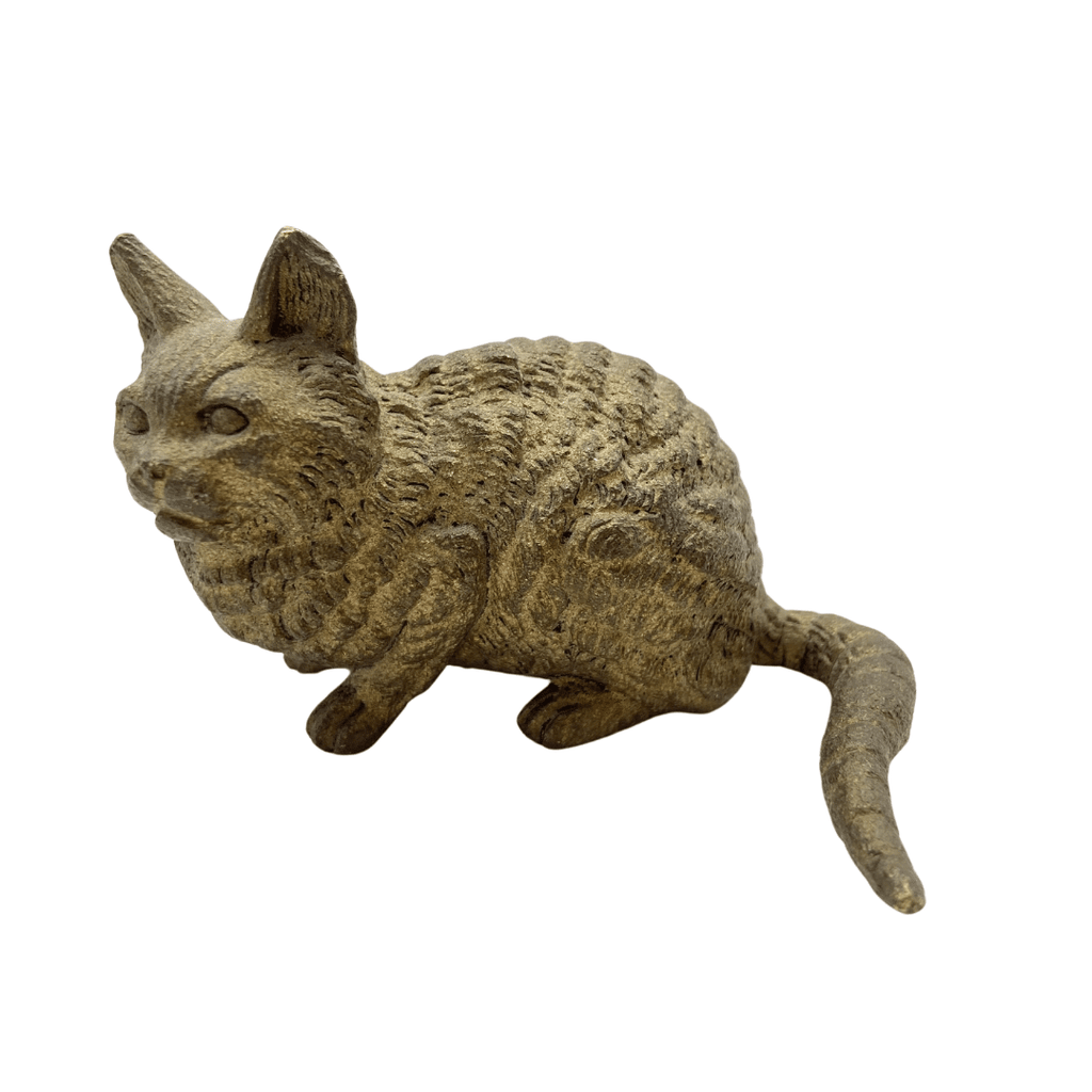 Alte bronzierte Katzenfigur aus Guss