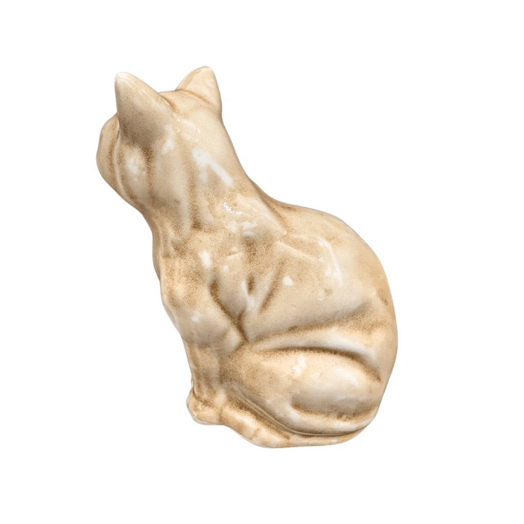 Beige Katzenfigur aus Porzellan