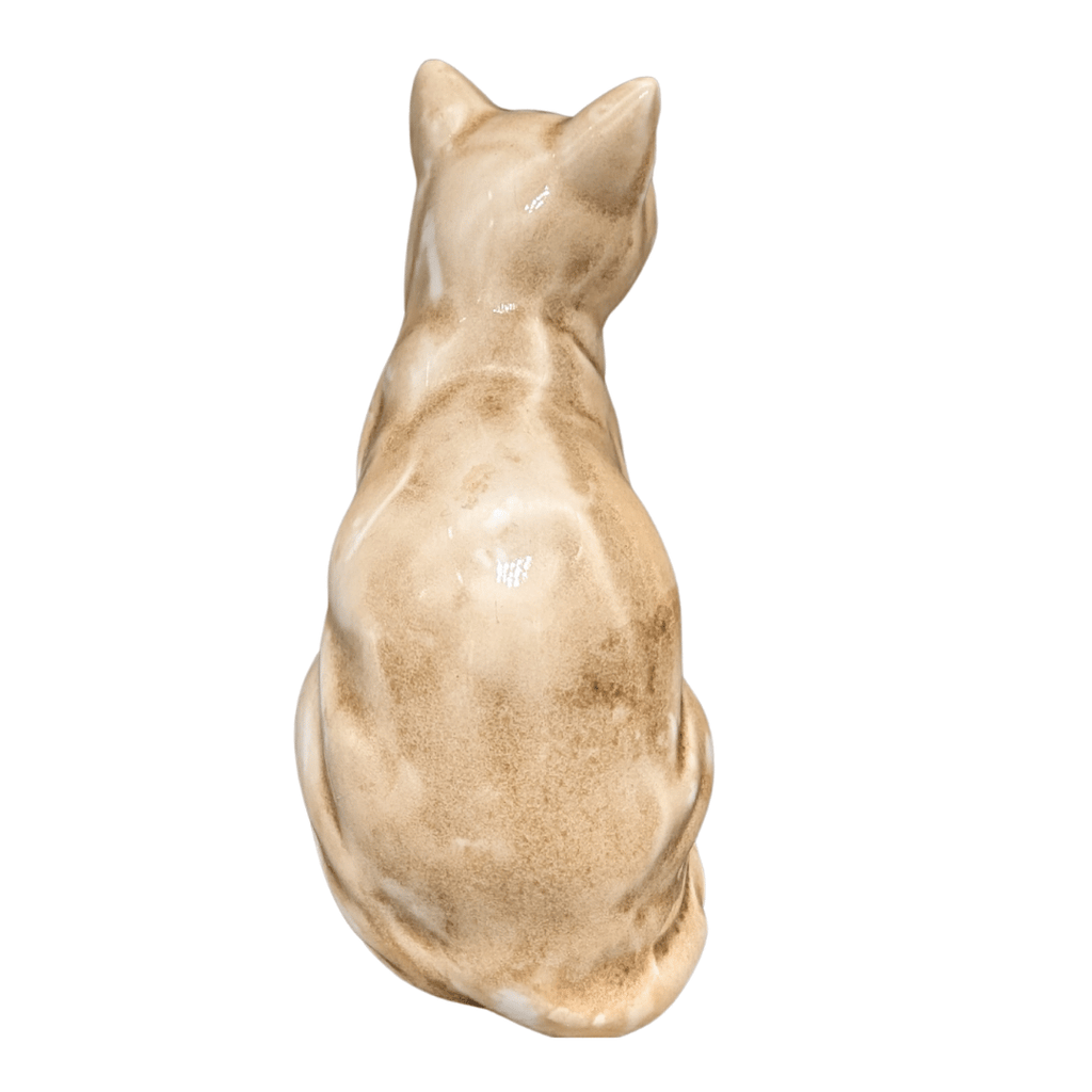 Beige Katzenfigur aus Porzellan