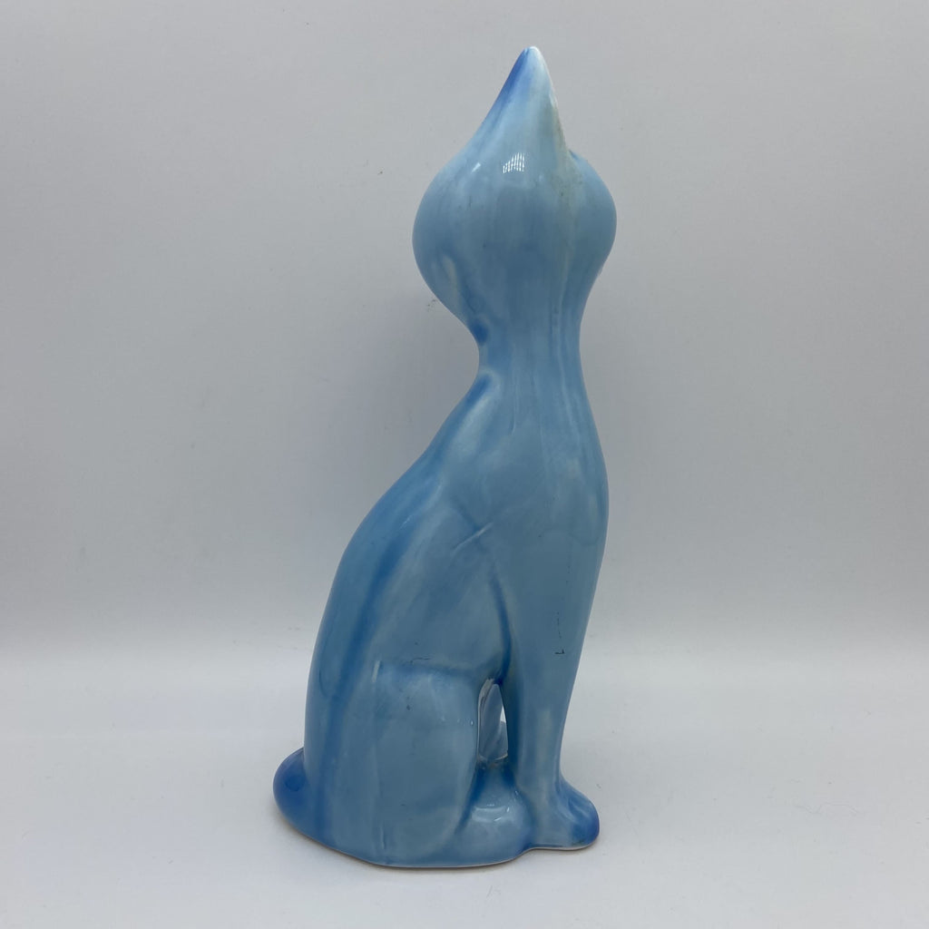Blaue Katzenfigur aus Keramik