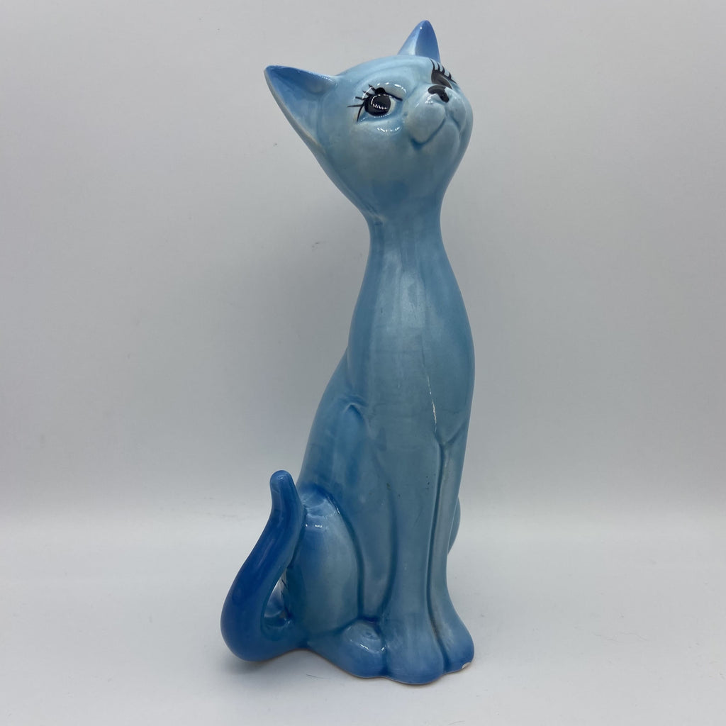 Blaue Katzenfigur aus Keramik