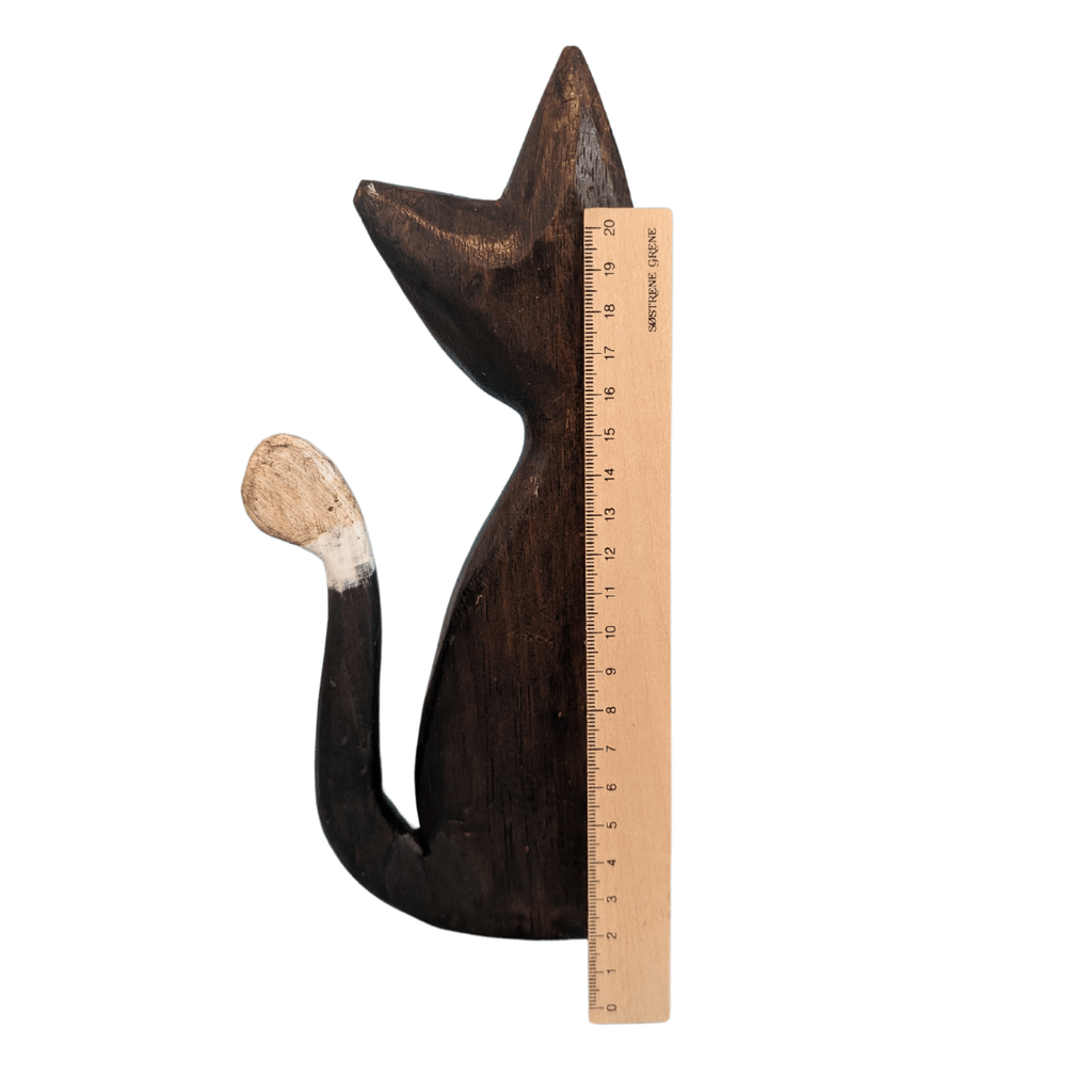 Braune Deko-Katze aus leichtem Holz