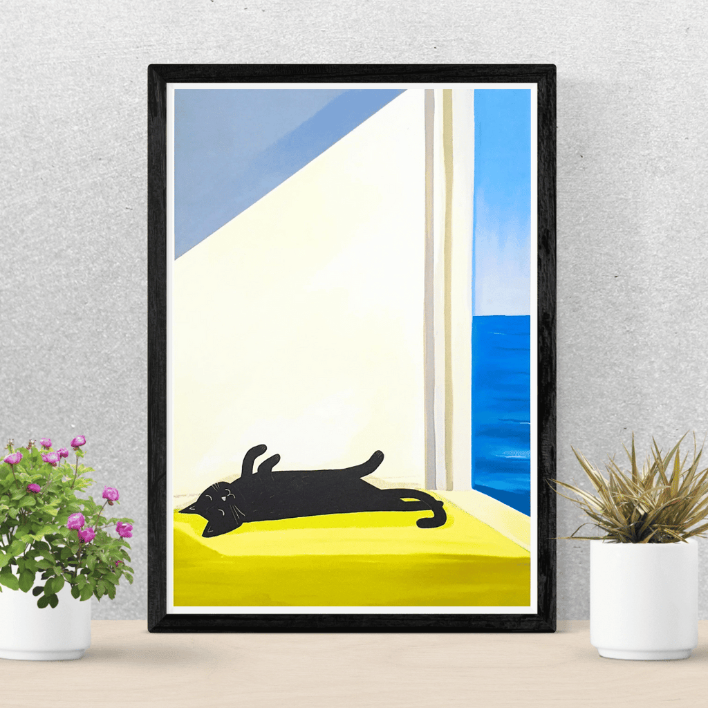 Kunstdruck "Cat Bathing by the Sea", A4-Print Sir Mittens