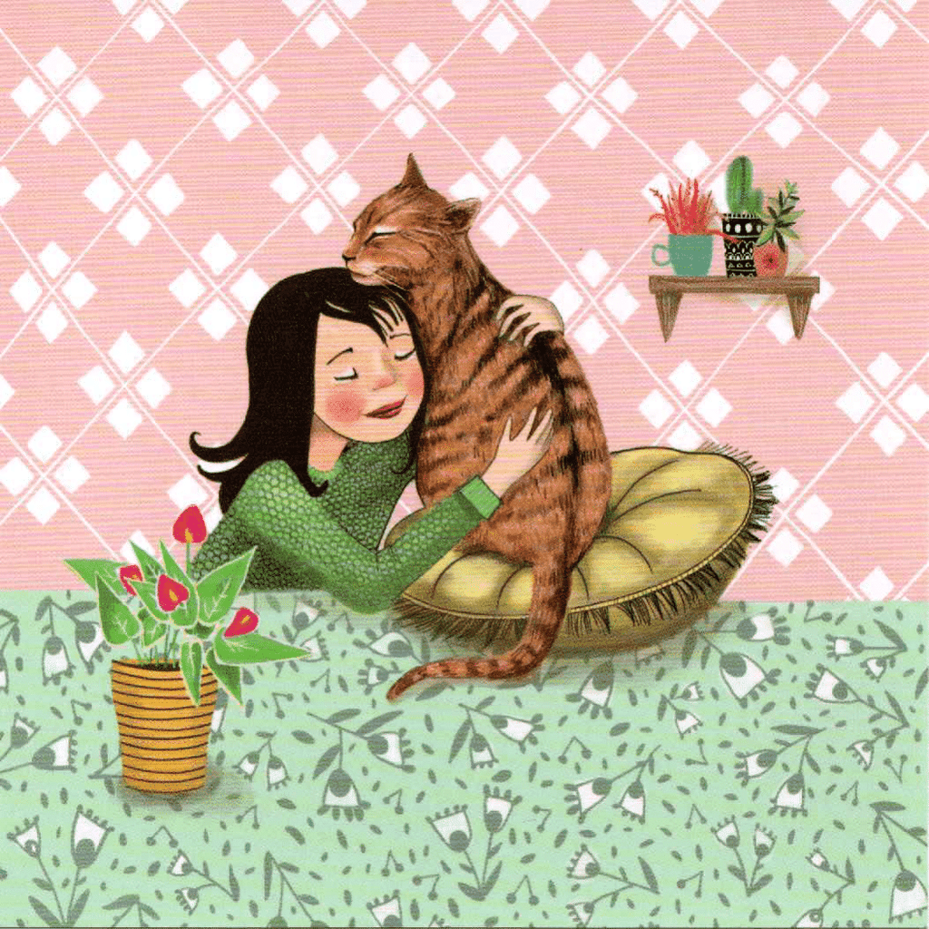 Farbenfrohe Katzen-Postkarte Happy Times, 13,5 x 13,5 cm-1