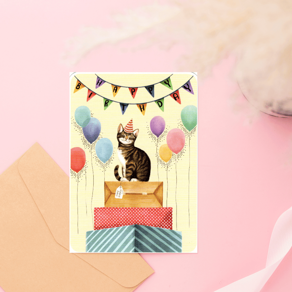 Geburtstags-Postkarte Birthday Cat (Rosie Hilyer)