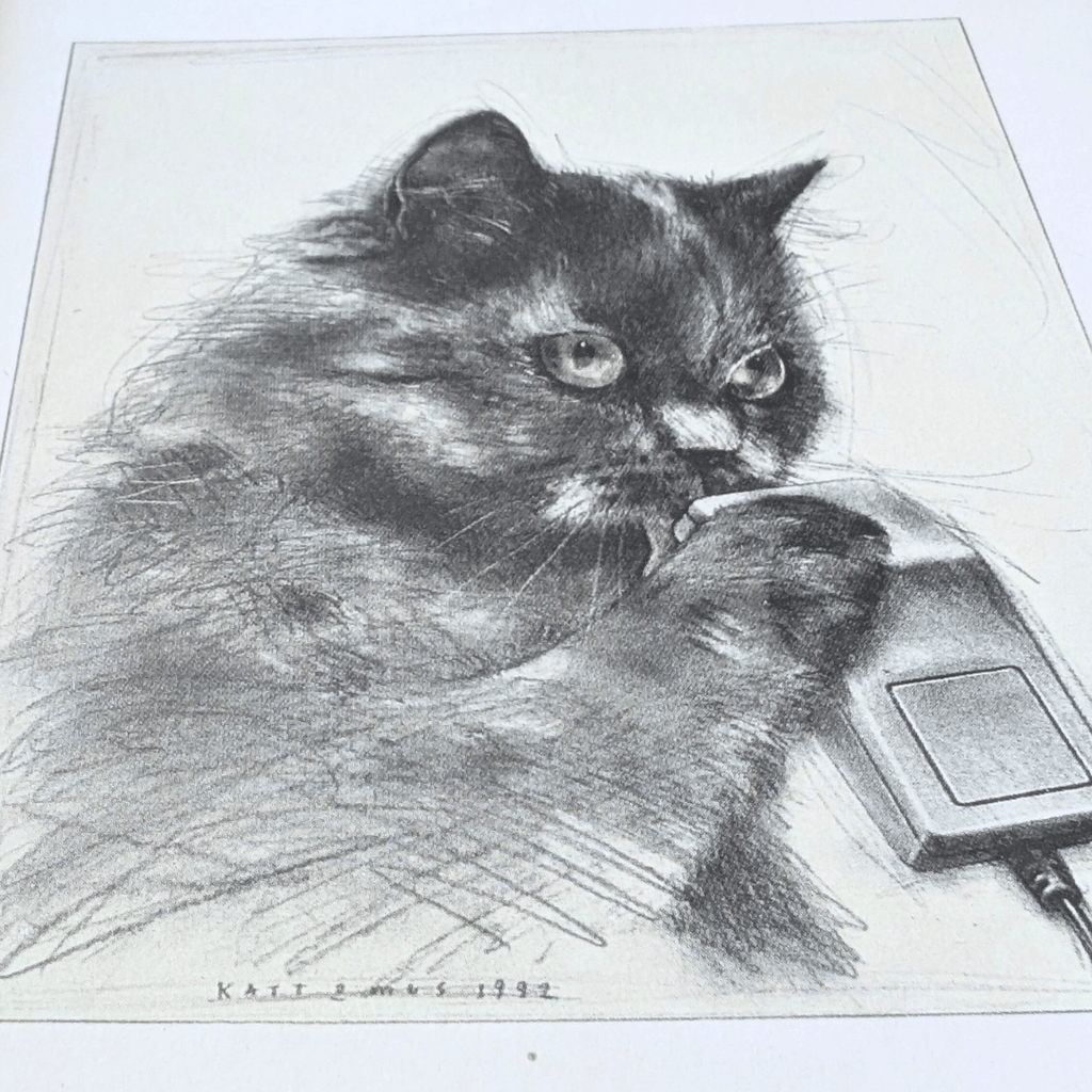 Gerahmter Kunstdruck Katze und Maus, 1992, Schweden