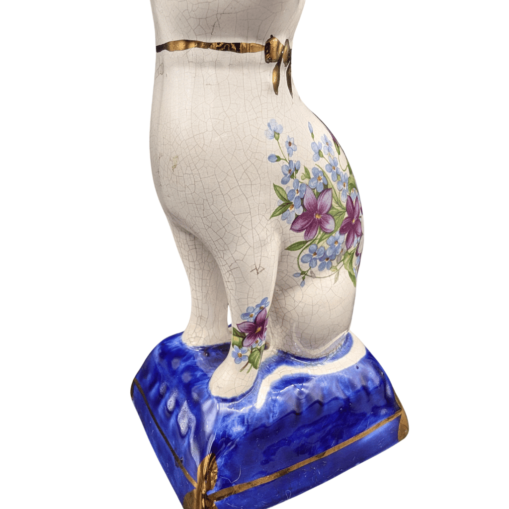 Glasierte Staffordshire-Katze mit Krakelee, England, 2 Varianten