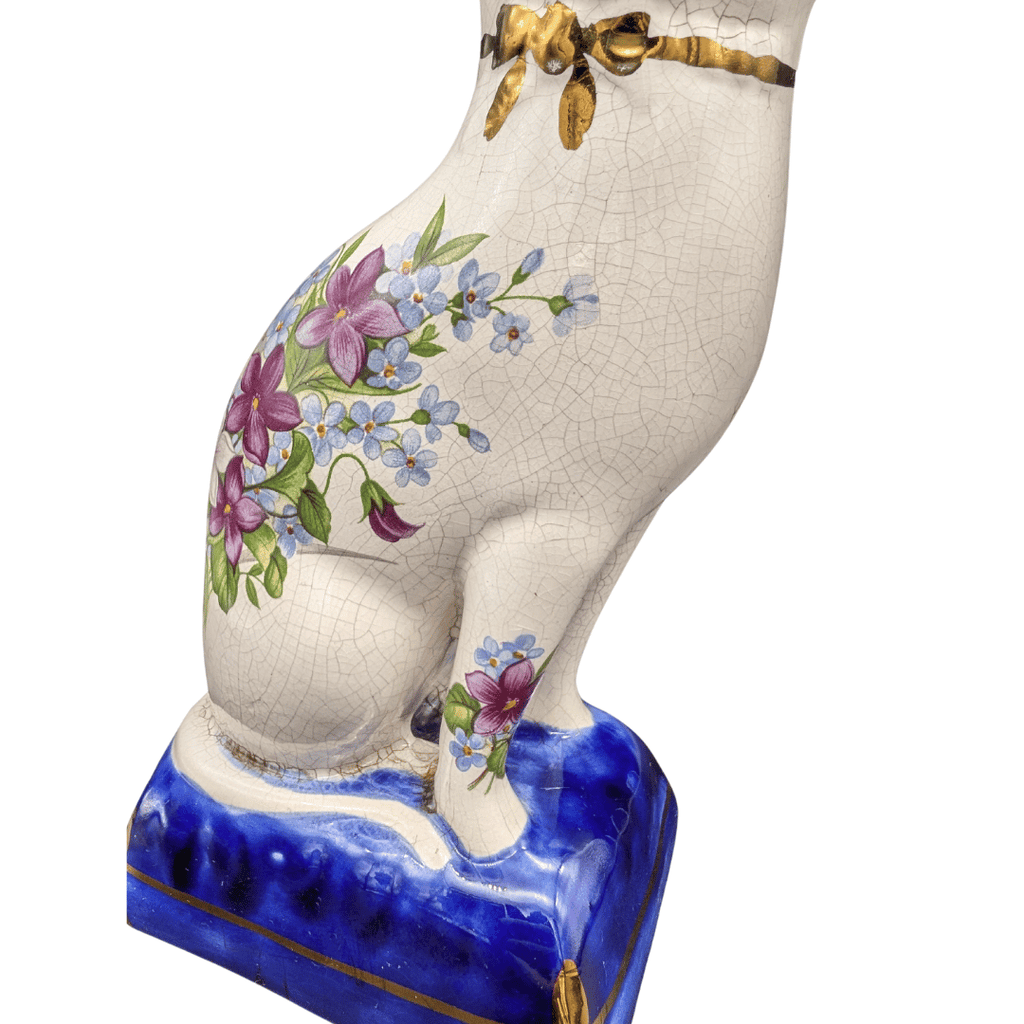 Glasierte Staffordshire-Katze mit Krakelee, England, 2 Varianten