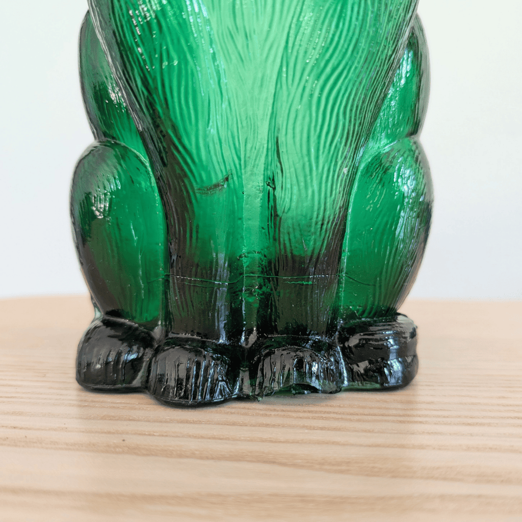 Große Vintage Empoli Glasflasche Katze, Dekanter grün