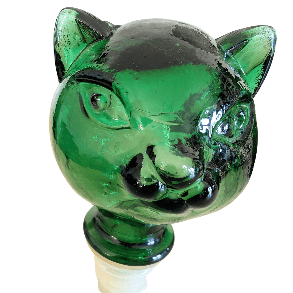 Große Vintage Empoli Glasflasche Katze, Dekanter grün