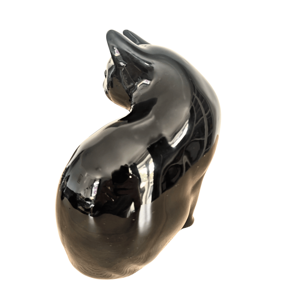 Große schwarze Katzenfigur aus Keramik, 27 cm
