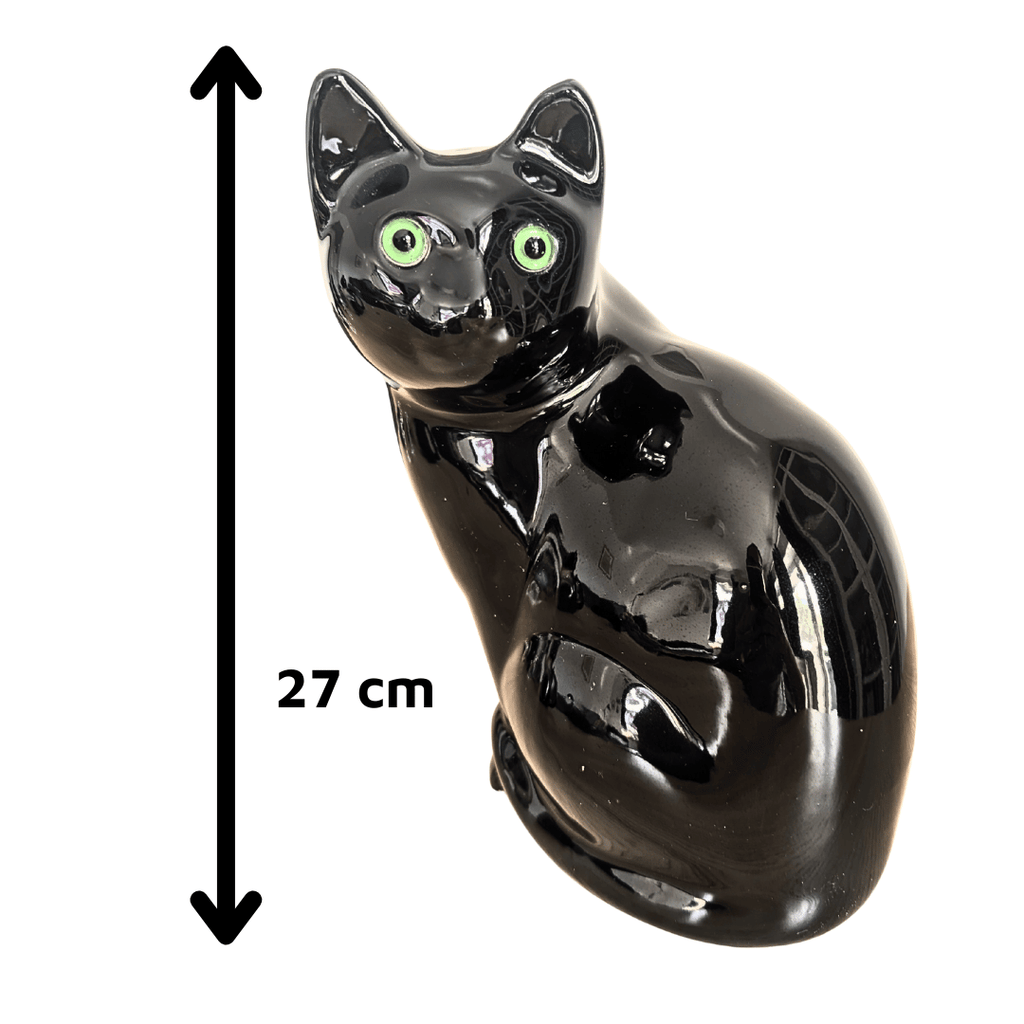 Große schwarze Katzenfigur aus Keramik, 27 cm