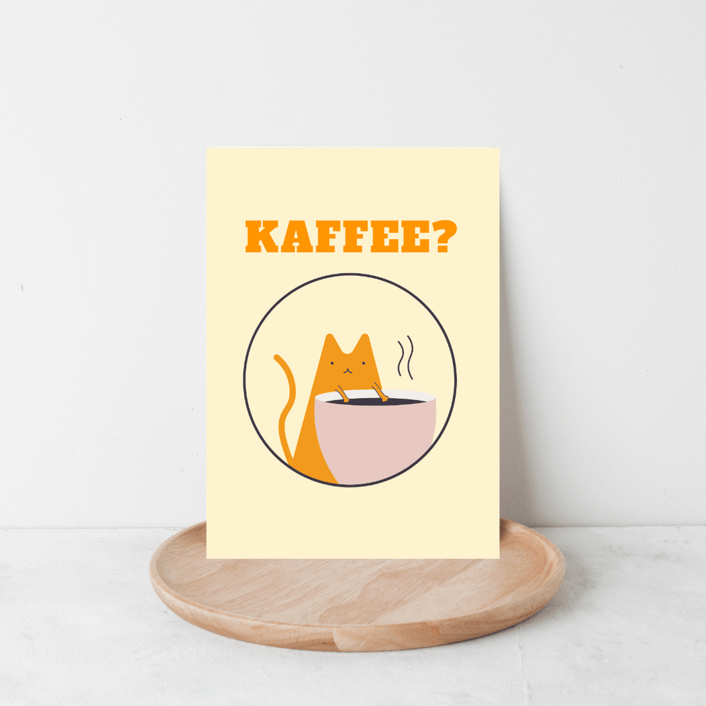 Grußkarte "Kaffee?" mit Katze