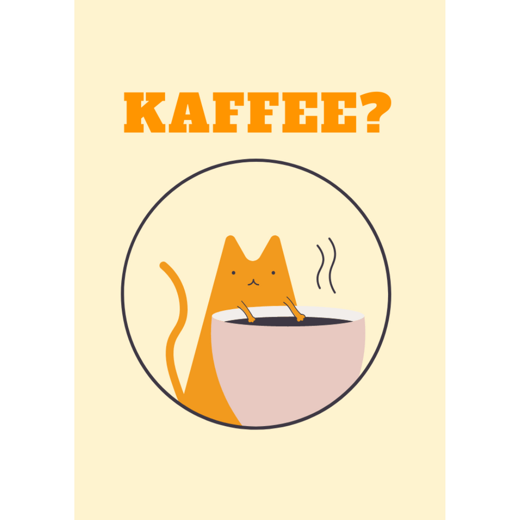 Grußkarte "Kaffee?" mit Katze