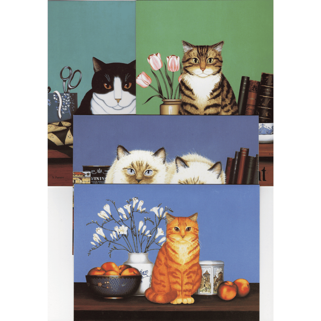 Grußkarten mit Katzenmotiven von Susan Powers, 4 Varianten