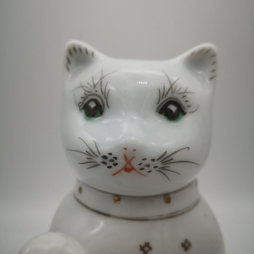 Weiße, handbemalte Katzen-Teekanne