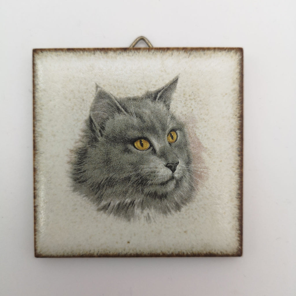 kleine Sammel- und Deko-Fliese mit Katzenporträt