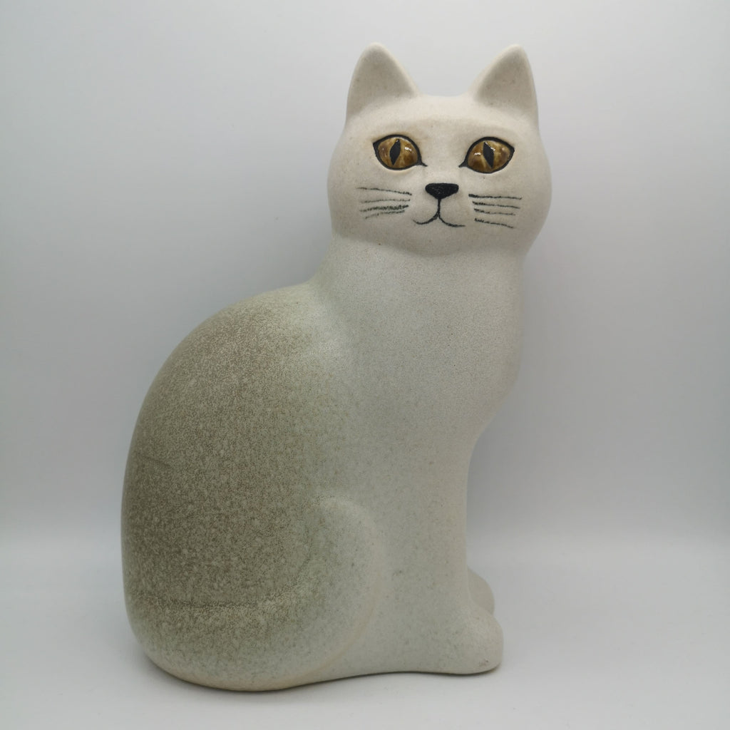 Weiß-graue Katzenfigur von der Künstlerin Lisa Larson