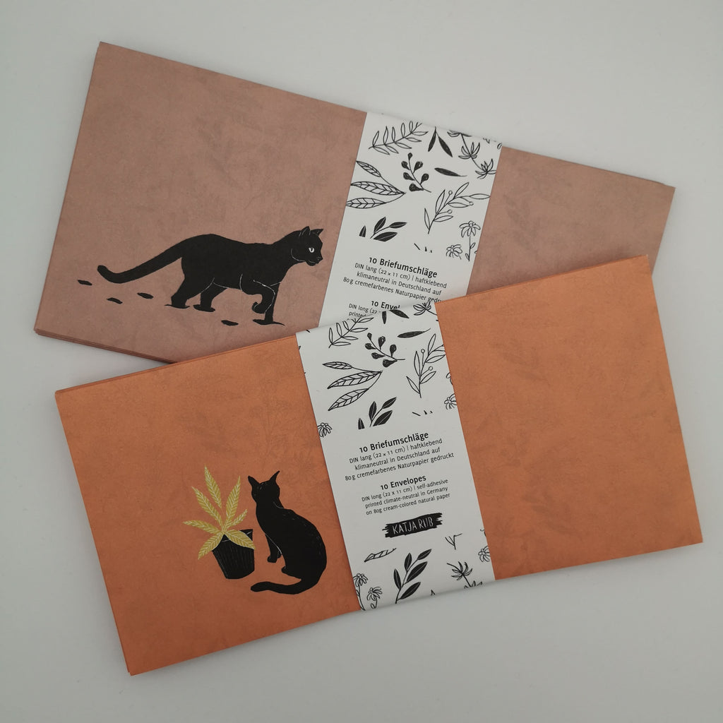 10er Set Katzen-Briefumschläge, DIN lang