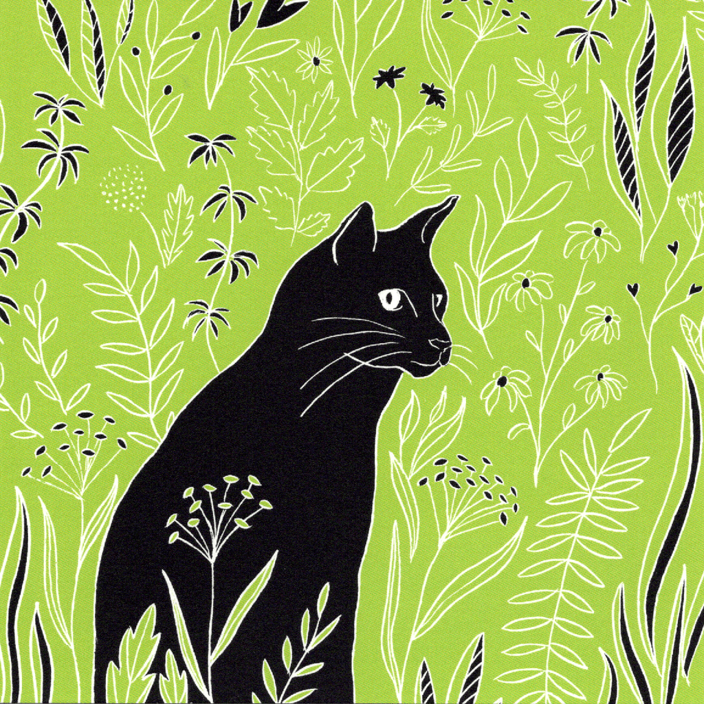 Illustrierte Postkarte Katze auf Entdeckung auf Naturpapier