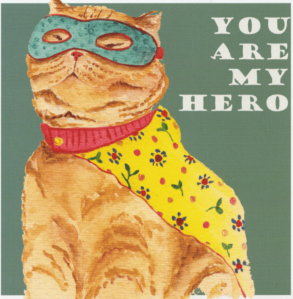 Katzen-Postkarte Supercat, 14,6 x 14,6 cm