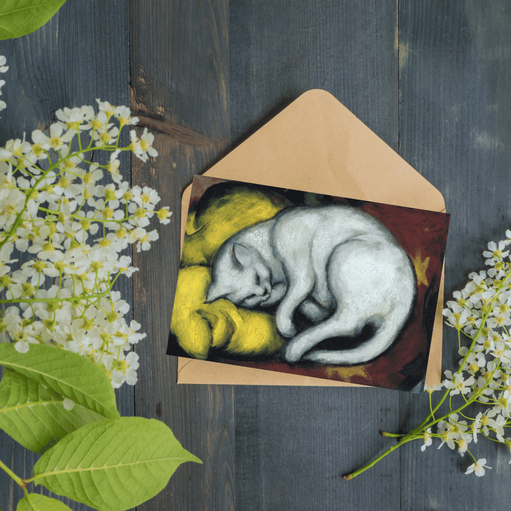 Kunst-Postkarte "Die weiße Katze" (Franz Marc)