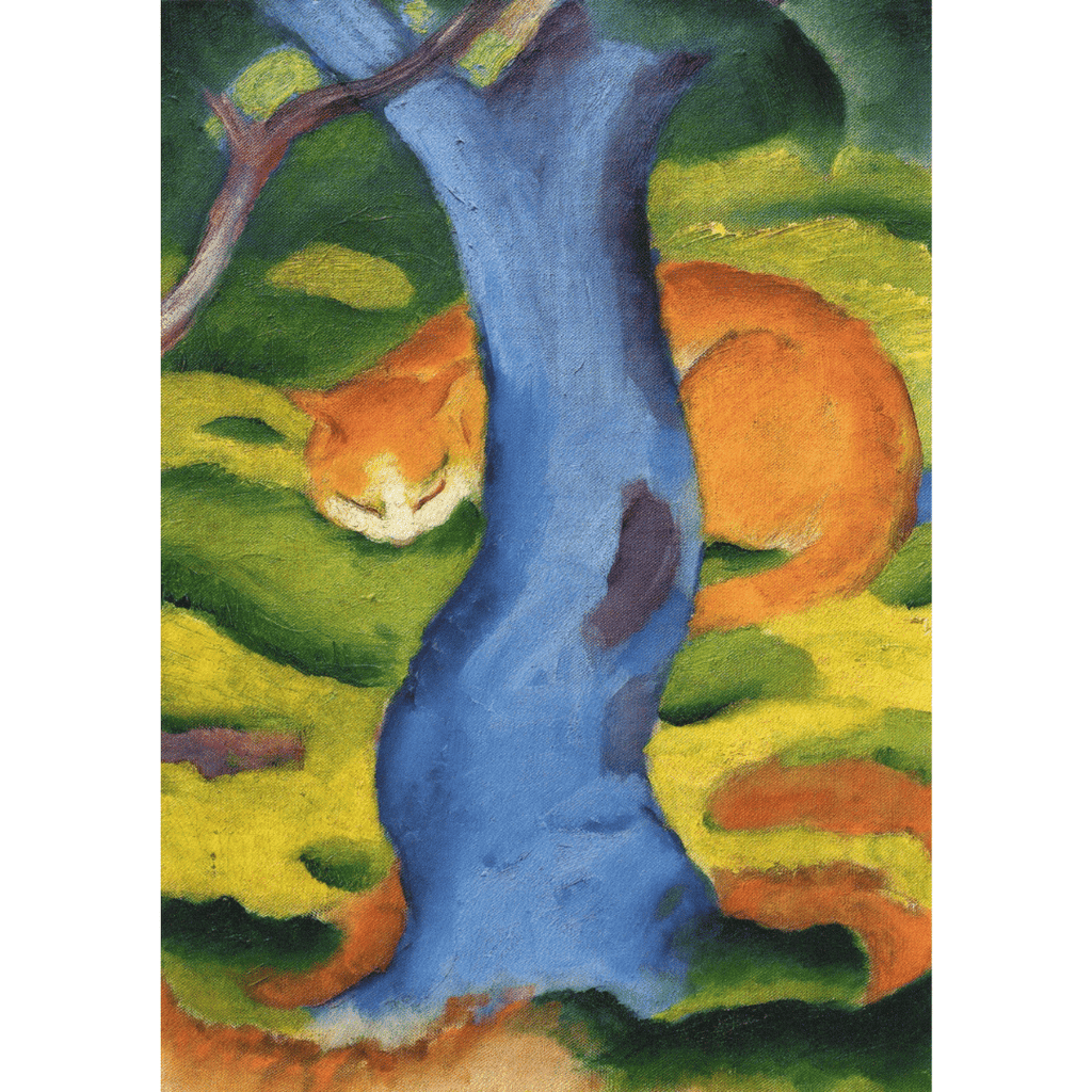 Kunst-Grußkarte Katze hinter einem Baum (Franz Marc)