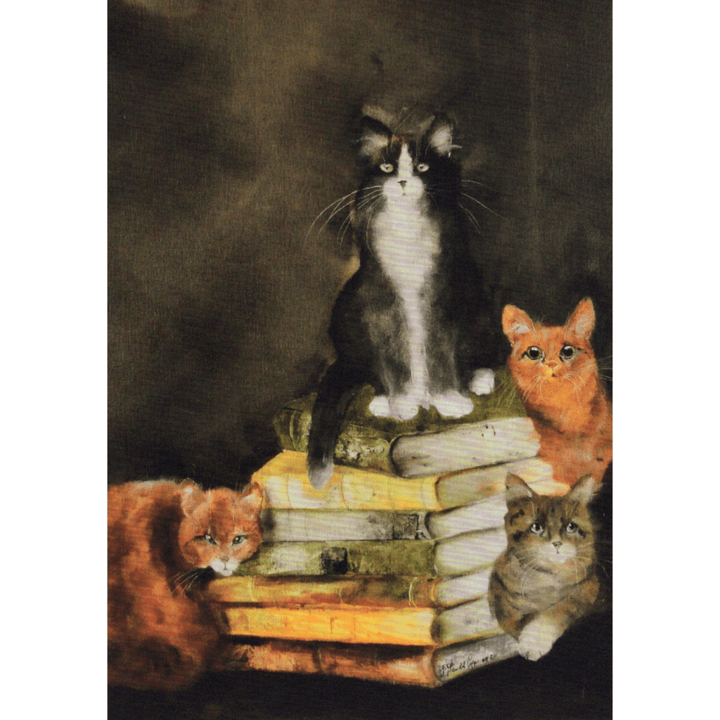 Kunst-Postkarte "Meine super intellektuellen Katzen" (Dédé Moser)