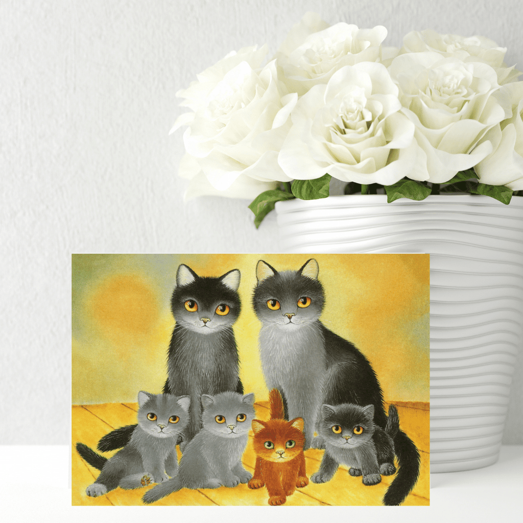 Kunst-Postkarte Katzenfamilie (Anna Hollerer-Wischin)