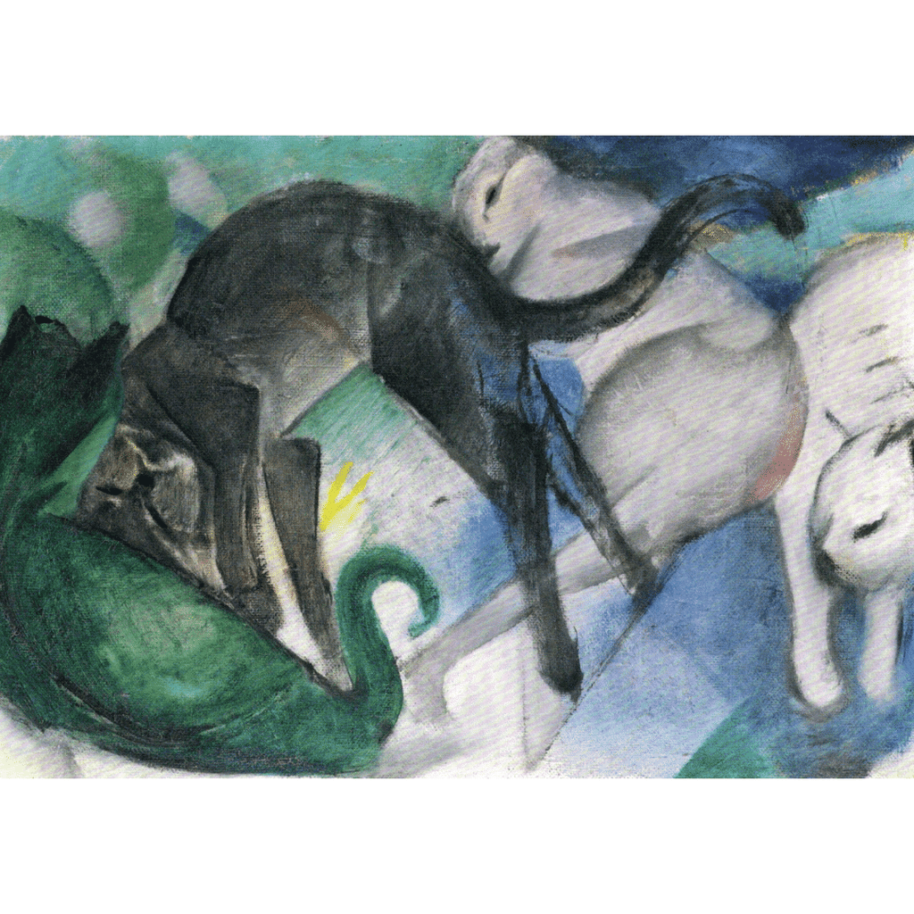Kunst-Postkarte Vier spielende Katzen (Franz Marc)
