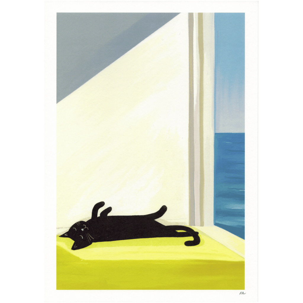 Kunstdruck Cat Bathing by the Sea, A4-Print