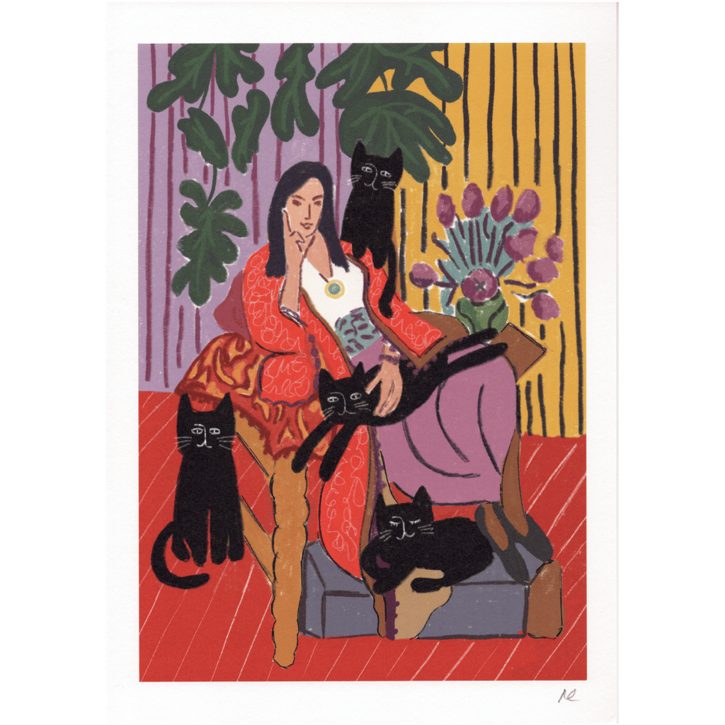 Kunstdruck Die Katzenlady (Henri Catisse), A4-Print