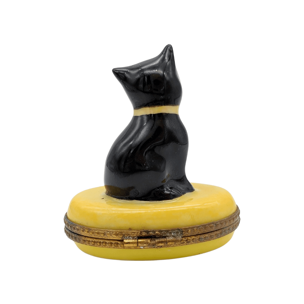 Limoges Porzellan-Pillendose mit Katze, Frankreich